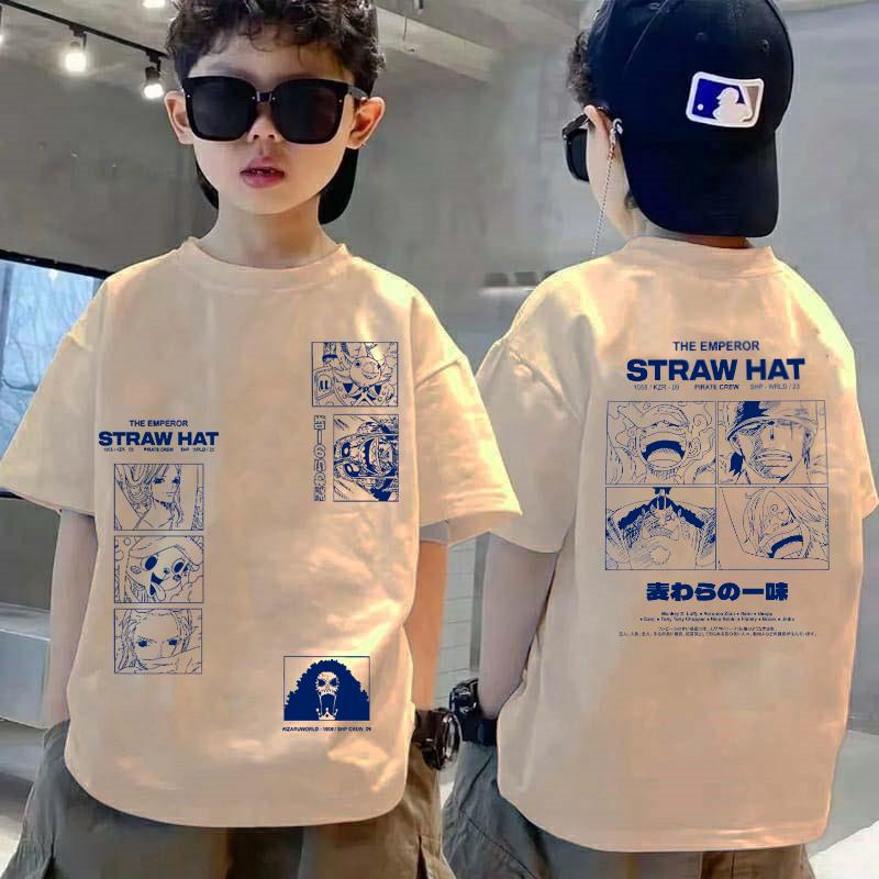 Kaos Anak Laki Laki Umur 7-16 Tahun Motif Anime One Piece D Luffy Bahan Katun 30s