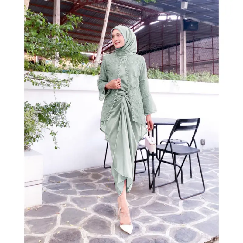 Ori Termurah Oneset Clarisa Outer Brokat Premium - Outfit Kondangan Rok Lilit 6