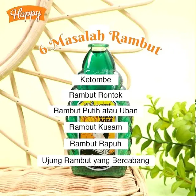 Minyak Happy Urang Aring 45 ML / Minyak Rambut Urang Aring Jadul Perawatan Penebal Rambut Menghitamkan Vitamin 2