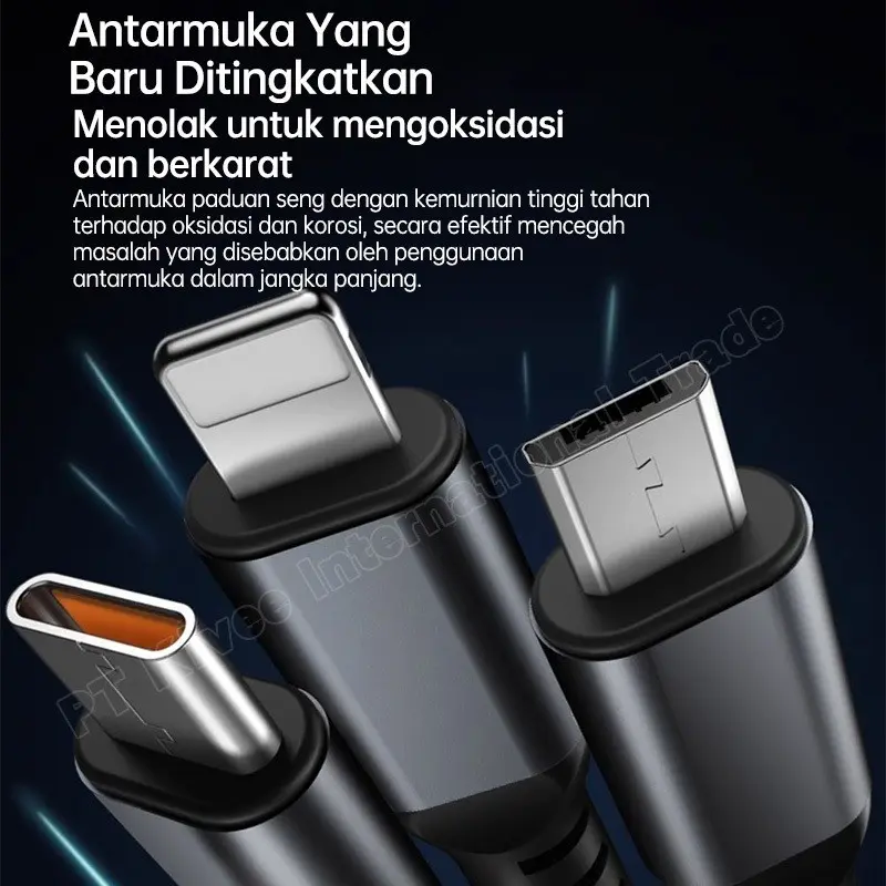 3IN1 KABEL DATA FAST CHARGING 1M/2M ALL TIPE 4