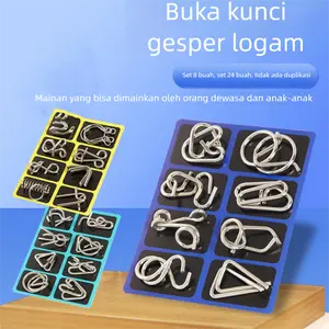 Mainan Logika Logam 24 PCS,Melatih logika berpikir dan kemampuan matematika，Cocok untuk anak usia 3-13 tahun，Rekomendasi profesor Universitas London