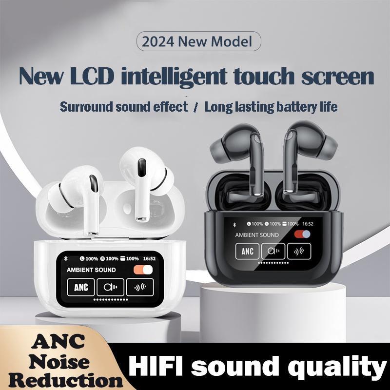  Tai nghe thông minh A9 Pro2 Chính Hãng cấu hình cao nhất với 8 món quà  2 hộp trò chơi 1 dây buộc 1 cáp sạc chính hãng 4 tai nghe thay thế  màn hình cảm ứng LED chức năng ANC   ENC chống nước IPX5 Thích hợp cho iPhone   Android 