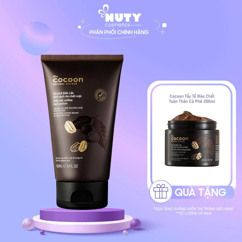   Tặng TBC Body 200ml  Tẩy Tế Bào Chết Mặt Cà Phê Đắk Lắk Cocoon  150ml  