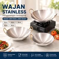 Gambar COD Wajan Motif Mini stainless Gold/Penggorengan Motif Mini Stainless Gold/Panci besi tempa buatan tangan kuno bertelinga ganda untuk koki hotel dengan panci masak rumah tangga alas bulat wajan penggorengan tumis komersial tanpa lapisan/wajanA - Silver 22 CM wajan dari LYBH OFFICIAL STORE Kab. Tangerang 2 Tokopedia