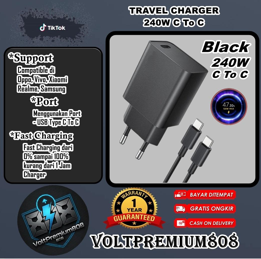 TC TRAVEL CHARGER [ BLACK 240W ] C TO C ORIGINAL 100%