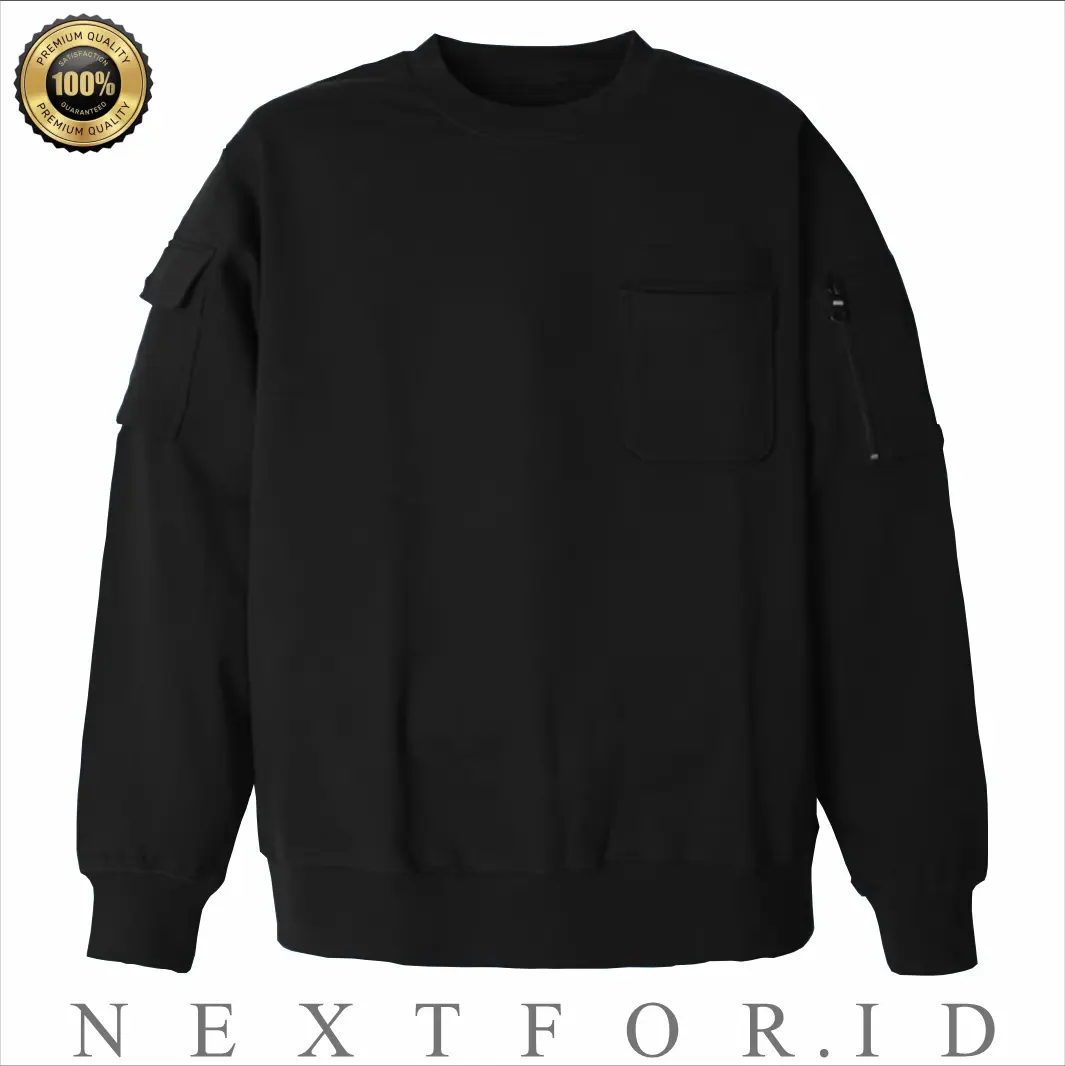 Crewneck Cargo Premium Bahan Kain FLEECE Tebal 280gsm Sweater Pria Wanita NXF2 - Sweater Distro - Sweatshirts Casual Fit