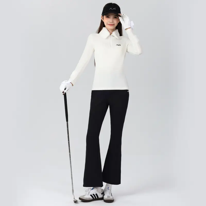 Quần Áo Golf, Dành Cho Nữ, Dài Tay, Dày Và Ấm, Thiết Kế Cổ Áo Lông Thỏ, Cao Cấp Có Thể Tháo Rời Đàn Hồi, Bó Sát, Chất Lượng Cao, Thoải Mái, Thích Hợp Cho Các Môn Thể Thao Giải Trí Ngoài Trời, Quần Dài Chuông, Mùa Thu Và Mùa Đông Mới 5