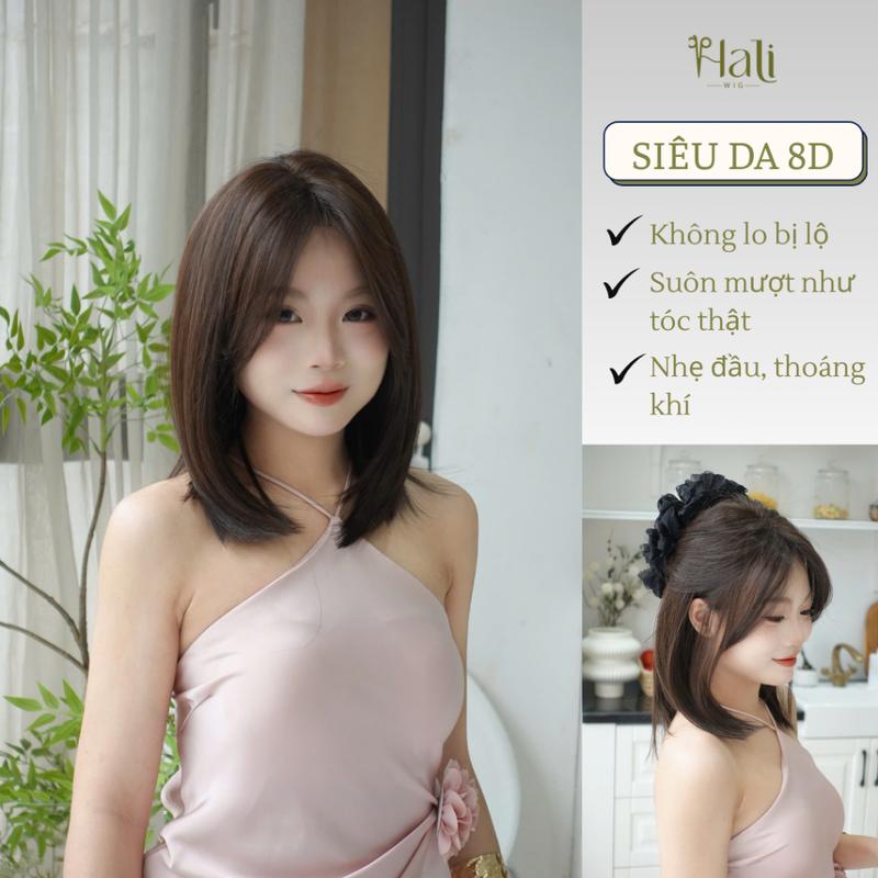 Tóc giả HALI nguyên đầu 8D Balayage Hồng Cam dáng thẳng 70cm Chất tóc protein…