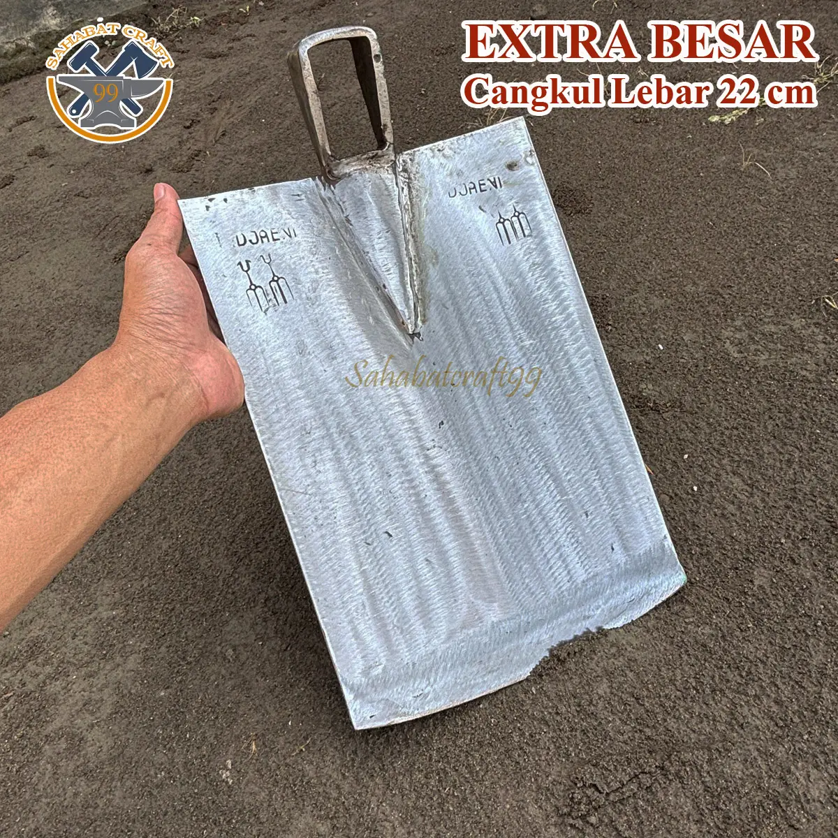 Cangkul Blitar Baja Asli Jumbo 21 x 30 cm Sahabat Craft Pacul Baja Putih Berkualitas Tajam