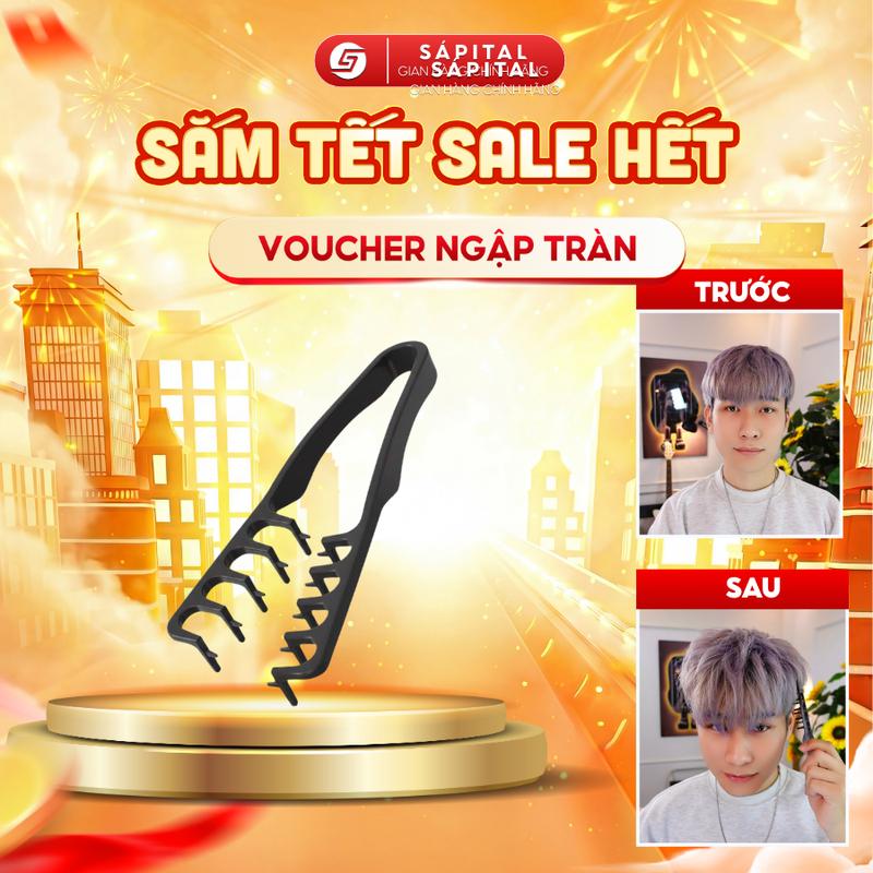  Lược Dập Phồng Tóc SÁPITAL - Tạo độ phồng hiệu ứng texture lọn xoăn cho tóc chuẩn Hàn Quốc Dùng cho cả nam&nữ 