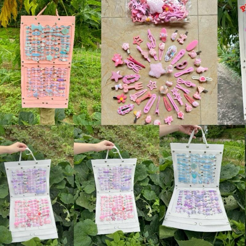  Set 50ct  kẹp tóc các hình dễ thương siêu cute màu hồng màu xanh màu tím phong cách hàn quốc 