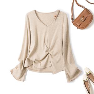 Baju Kecil, Gaya Baru Musim Luruh, Saiz Besar Sedikit Gemuk, Gaya Perancis, Elegan dan Unik, Bahu Biasa, Atasan Serba guna, 80272