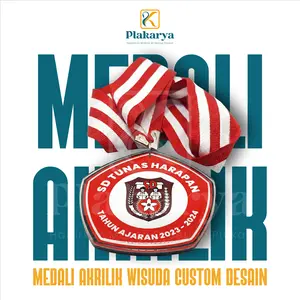 MEDALI AKRILIK WISUDA SD SEGI LIMA CUSTOM DESAIN
