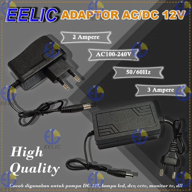 EELIC ADT-JSY Adaptor Konektor AC/DC 2 Ampere & 3 Ampere 12 Volt 4