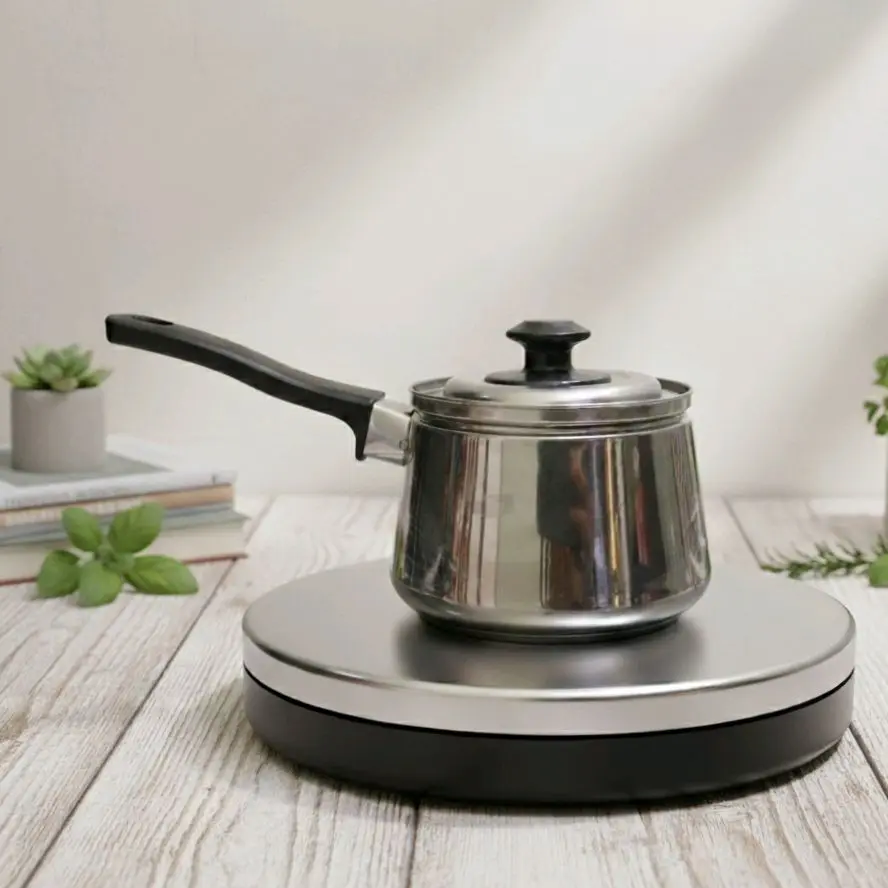 RONA KITCHENWARE-Panci Kopi Viral Bahan Stainless Dilengkapi Tutup Stainless dengan Pegangan Hitam untuk Penggunaan Sehari-hari