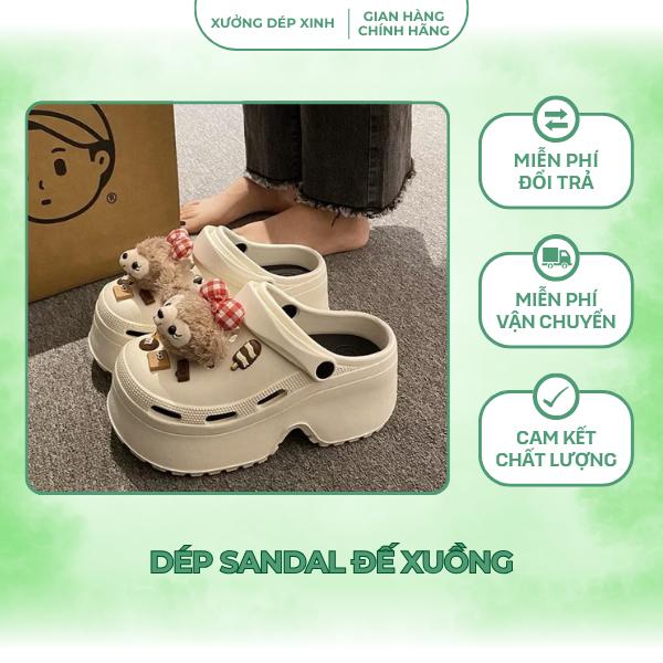 Dép Sandal Đế Xuồng Dày Dặn Đục Lỗ Mềm Mại Tăng Chiều Cao Thời Trang Thu Đông 2025 Phong Cách Mới Cho Nữ