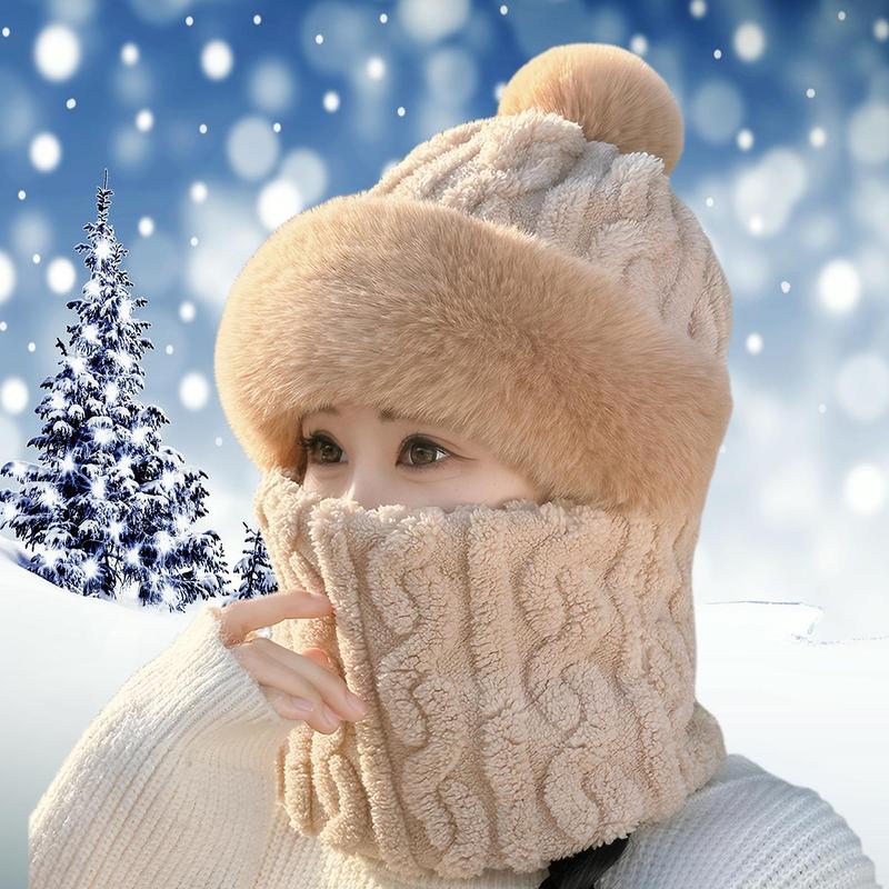 Mũ len nữ trùm đầu mũ bông mùa đông mũ đạp xe Chống gió và ấm áp quà tặng ngày lễ Nón Hat mulen  muadong