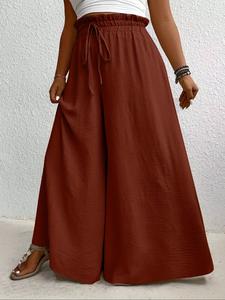 Elegante Pantalón de Pierna Ancha para Mujer de Talla Grande, Estilo Comodín Suelto, Pantalón Drapeado Casual, Moda para Damas de Estilo Tendencia
