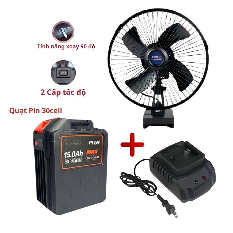 [ ĐỘC QUYỀN VBB deal 9k] Quạt Tích Điện Quay Tự Động + Pin 30Cell Tặng Kèm Sạc Nhanh - Có 2 Cấp Độ Gió , Sử Dụng Liên Tục 12-14H. Bảo Hành 12 Tháng