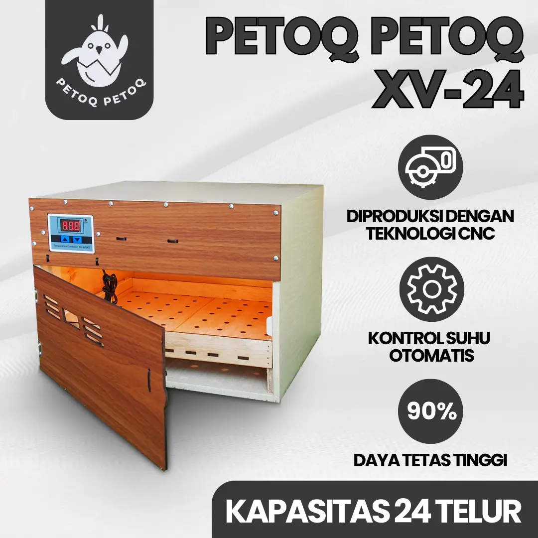 Mesin Penetas Telur Semi Otomatis Digital Kapasitas 24 Telur Petoq Petoq XV-24 Inkubator Telur