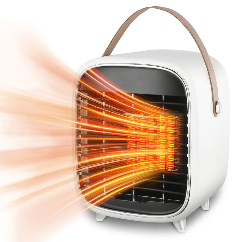900W Portable Ceramic Plug in Fan Heater,1 Modes Safe,Energy Saving,Quiet,Multiple Protection,Low Noise Overheating Protection,Tilt Protection,for Bathroom,Bedroom,Living Room,Office (White)