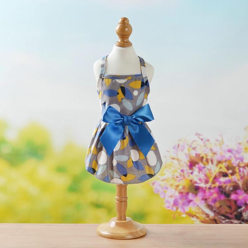 Summer Pet Dress Flowers Printing Ribbon Clothes Puppy Dogs Cats Princess Dress Summer Pet Cat Fair Maiden Skirt #426560 6