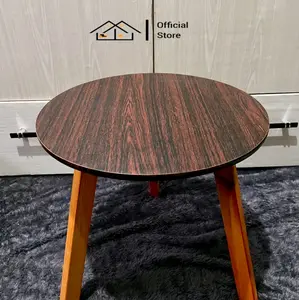 Meja bulat motif serat kayu COKLAT aesthetic murah kuat Berkualitas ukuran diameter 40cm dan 30cm
