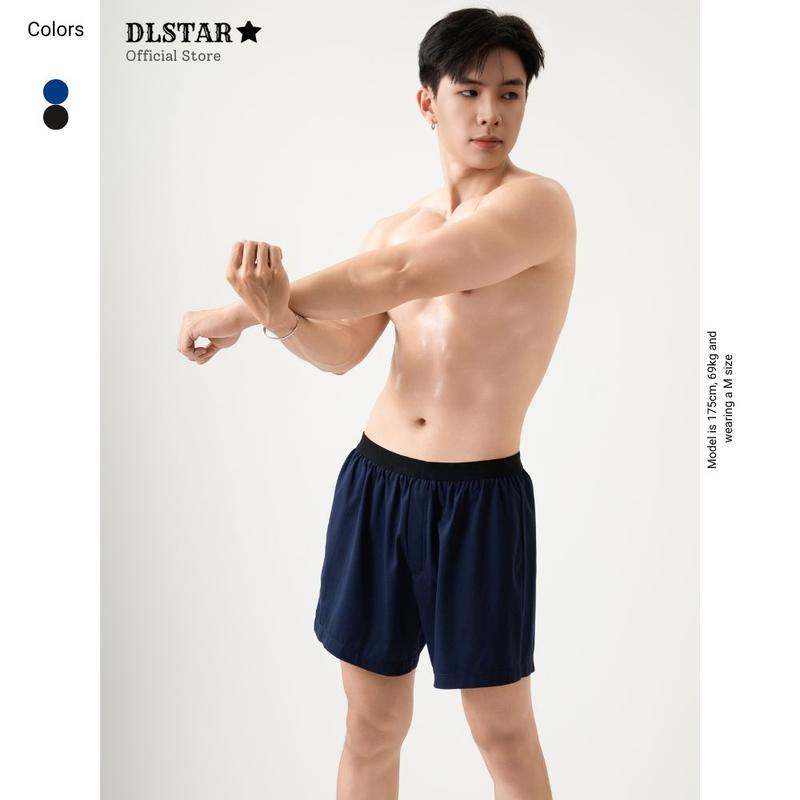 DLSTAR Men's 100% Cool Compact Cotton Boxer Shorts with Elastic ...