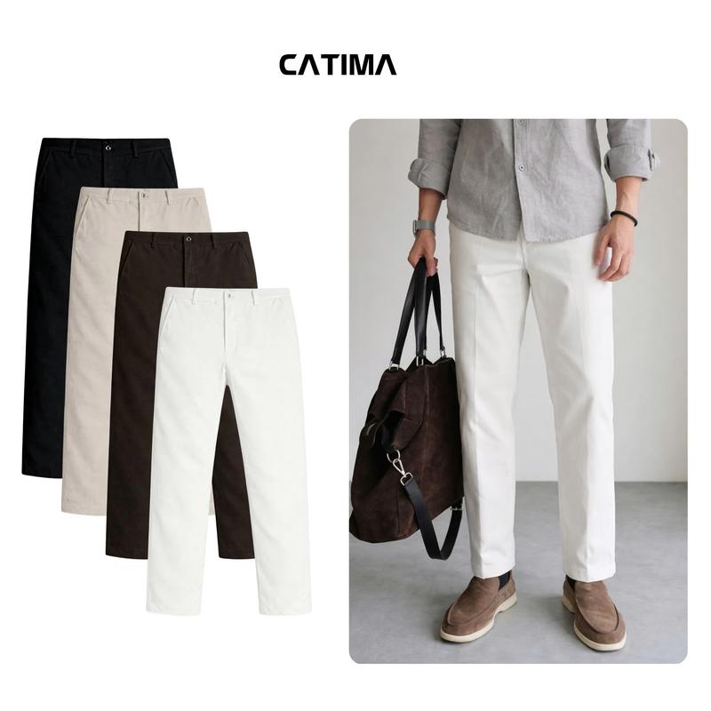 Quần Kaki Ống Đứng CATIMA Unisex Cạp Nửa Chun Co Giãn, Không Co Rút QK63 1