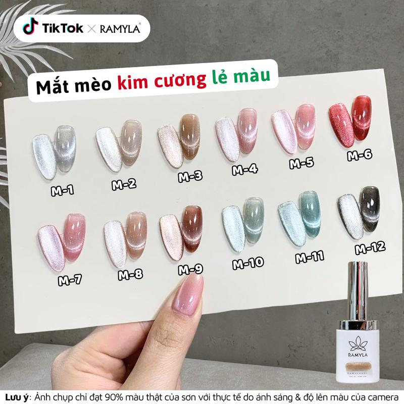  Sơn mắt mèo kim cương RAMYLA lẻ màu Tuxi Nails 