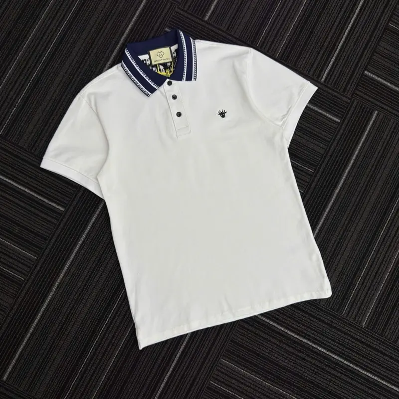 Áo polo nam thêu ong chất cotton cá xấu cao cấp, codan mềm mịn