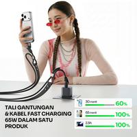 Gambar ROBOT RGSCC120/RGSCL120 Lanyard Tali Gantungan HP + Kabel Charger Data Cable 2in1 Type-C to Type-C atau Type-C to Lighning 65W Fast Charging 120cm - Garansi Tahun 1 Tahun - RGSCC120 Type-C to C - Apricot (Light Cream) dari ROBOT Audio Indonesia Kab. Tangerang 5 Tokopedia