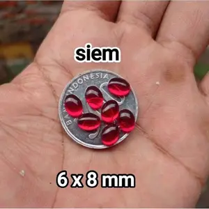 Batu Cincin Lepasan Mata Cincin Merah Siam Mini Dim 6x8mm Siem Indonesia per pcs