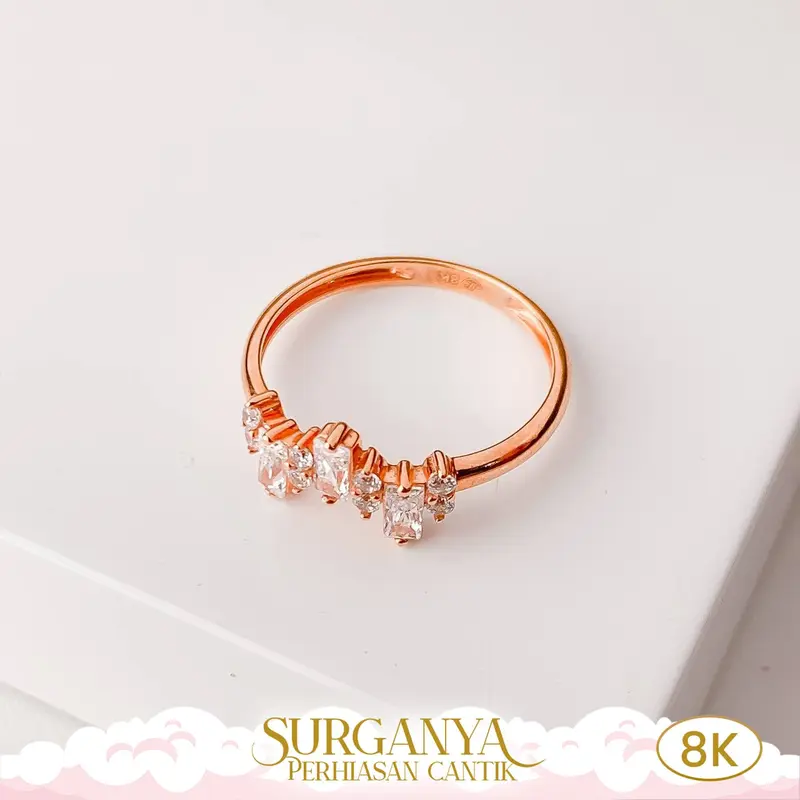Cincin UBS Model List Variasi Permata Kadar Muda 8K Macan Gold 3
