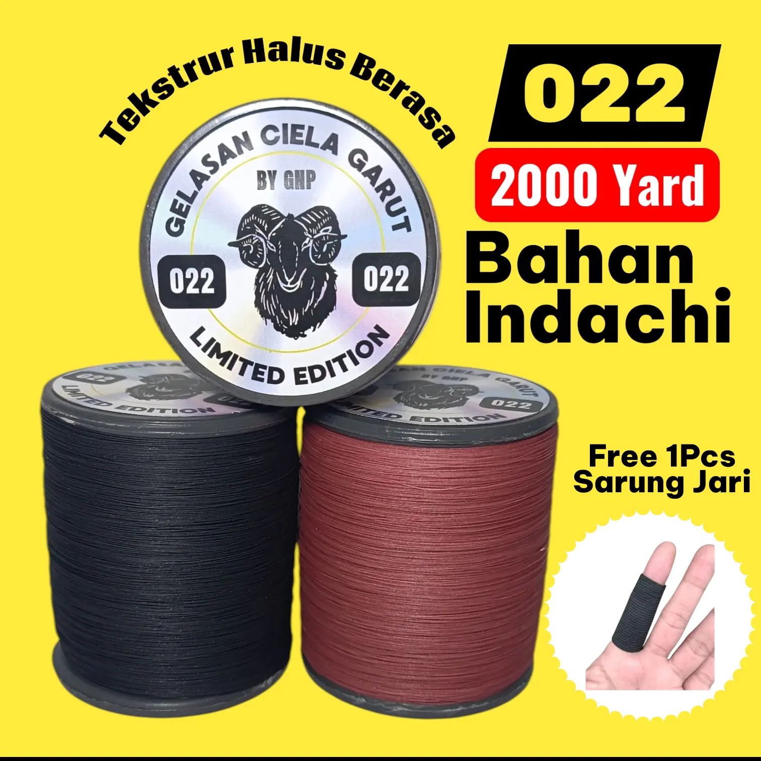 Gelasan Molor 0.22 (2000 / 1600 Yard) Gelasan Ciela Garut Asli By GNP Free 1 Pcs Sarung Jari
