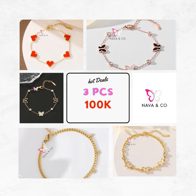 Nava - Paket Hemat 3 Pc 99K Bebas Pilih ALL ITEM Aksesoris Titanium Anti Karat Aksesoris Wanita