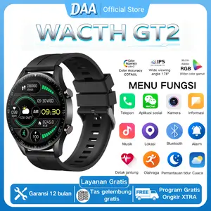 DAA GT2 SmartWatch Pria Bluetooth Call GPS Waterproof Sport Modes Android IOS Digital dengan Fitur Telepon Aplikasi Sosial Kamera Informasi Musik Lokasi Bluetooth Alarm Detak Jantung Olahraga Pemantauan Tidur Cuaca Garansi 12 Bulan Tas Gelembung Gratis