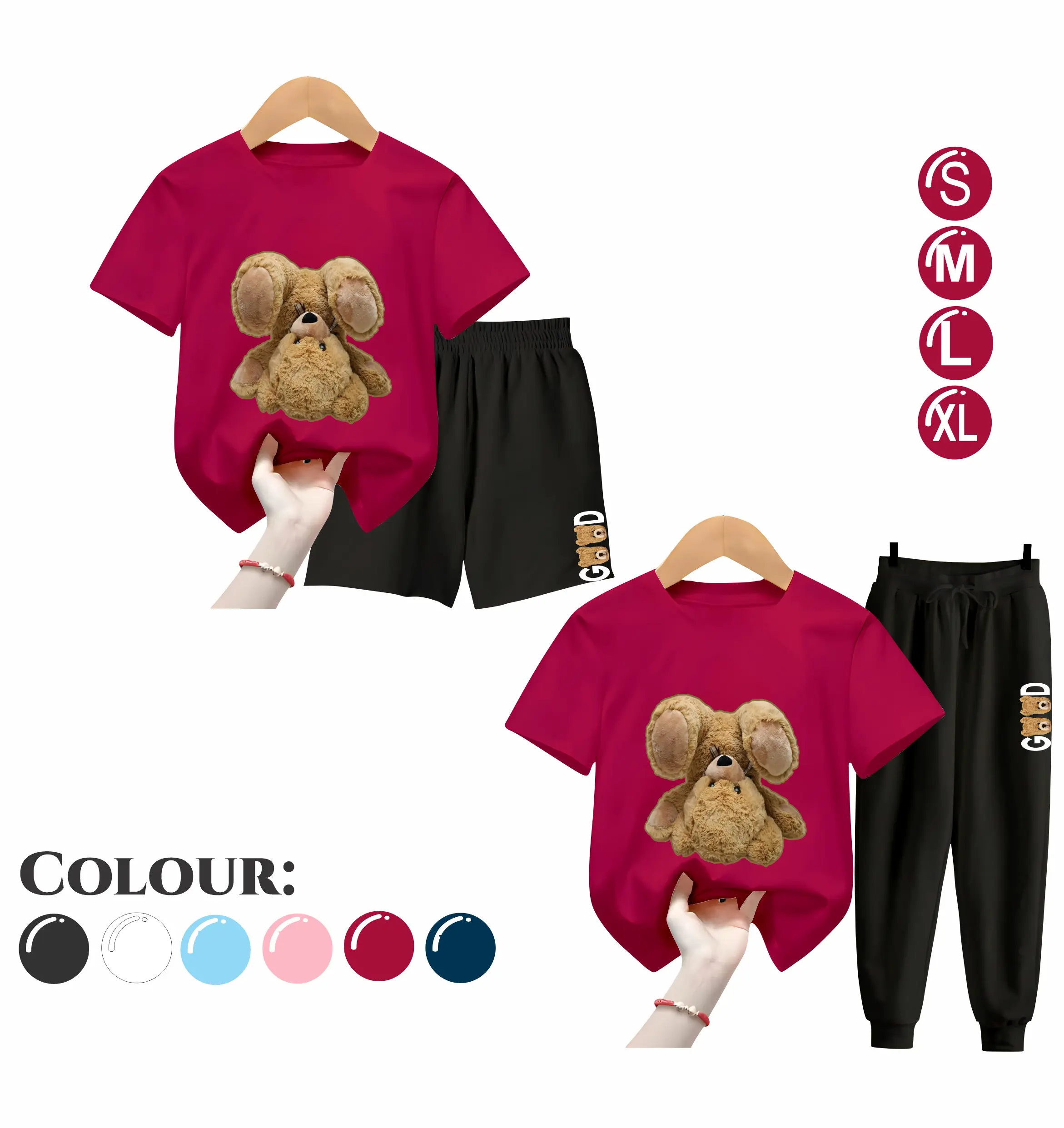 Baju Setelan Anak Laki Laki dan Perempuan Motif GOOD THINGS - Pakaian Kaos dan Celana Fashion Terbaru Usia 5-15 Tahun