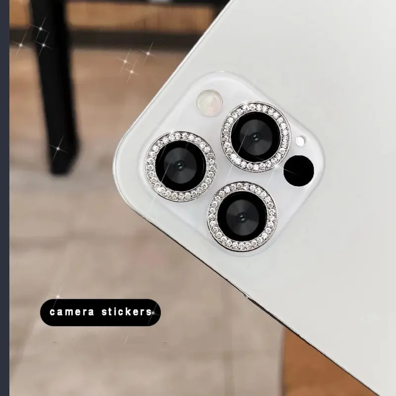 Bảo Vệ Camera Kim Cương, Thiết Kế Sang Trọng, Tương Thích Với iPhone 14, 13, 11 Pro Max, 12 Pro Max, Kính Cường Lực, Có Nhẫn Kim Loại, Vỏ Ống Kính, Tương Thích Với iPhone 12, 11 Mini, 14plus 8
