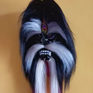 Ganongan Beli Disini Murah Muka Hitam Rambut Sintetis Topeng Dari Kayu Ukuran Dewasa Mata Kaca