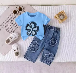 setelan anak perempuan kaos lucu adem dan celana jeans panjang untuk anak usia 1-5 tahun