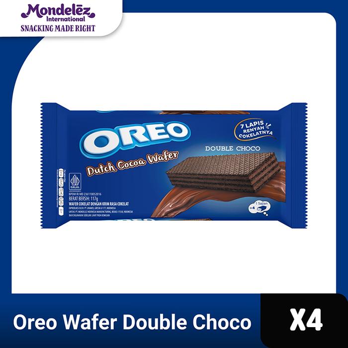 Gambar Oreo Wafer Double Choco 117g (Paket isi 4), Wafer Cokelat dengan Krim Rasa Cokelat dari Cadbury, Oreo & Ritz Indonesia Kota Administrasi Jakarta Timur Tokopedia