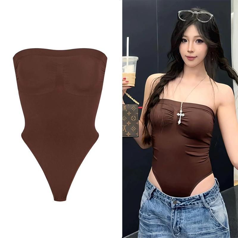 Bodysuit Định Hình, Không Dây, Dành Cho Phụ Nữ, Bó Eo, Áo Ống Liền Mạch, Đồ Quần Định Hình Cơ Thể, Áo Lót Trễ Vai, Leotard