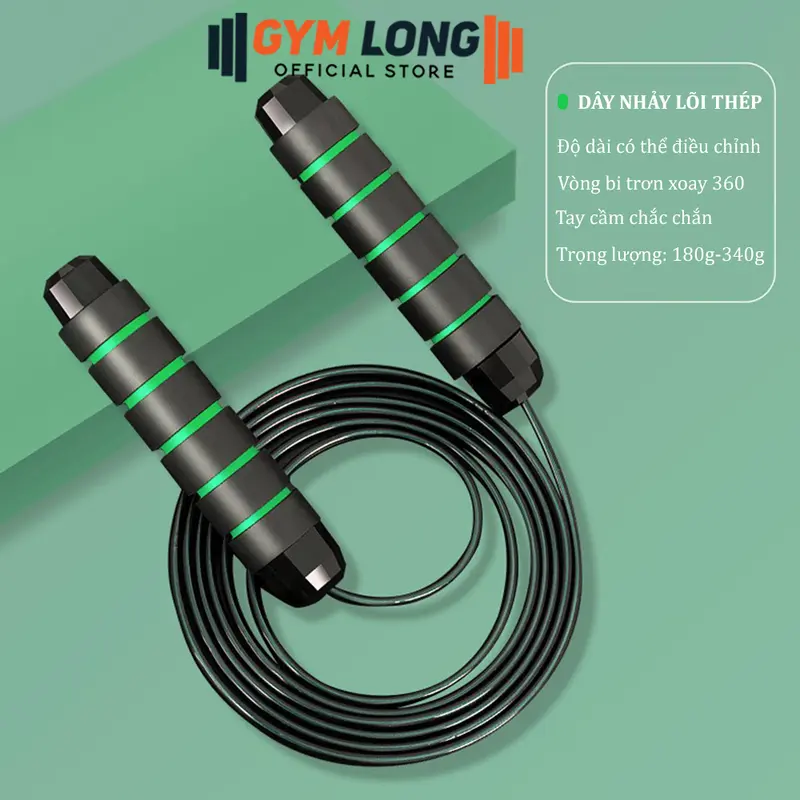 Dây Nhảy Thể Thao Tập Thể Dục Tại Nhà Bên Trong Lõi Thép Có Tạ Sắt Đầm Tay GYMLONG 7