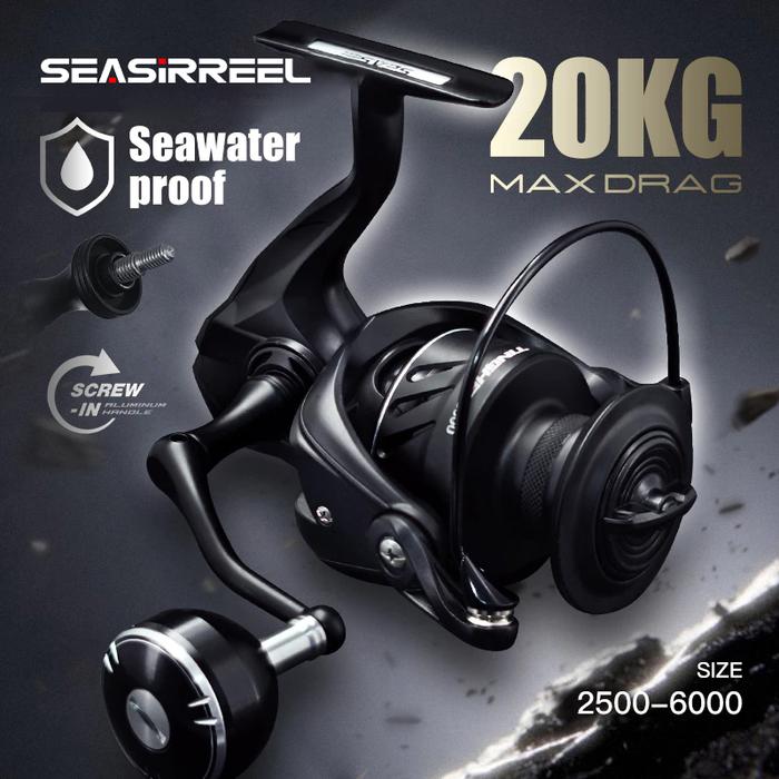 Gambar SEASIRORIGIN TINGHE Spinning Reel Pancing Power Handle, Daya Tarik Maksimum 10-20KG, Spool Aluminium Ukir CNC, Rasio Gigi 5.2:1, 5+1 Bantalan, Bodi Nilon Diperkuat,Suitable for Saltwater/Freshwater - 2500（10kg） dari SEASIR Kab. Tangerang Tokopedia
