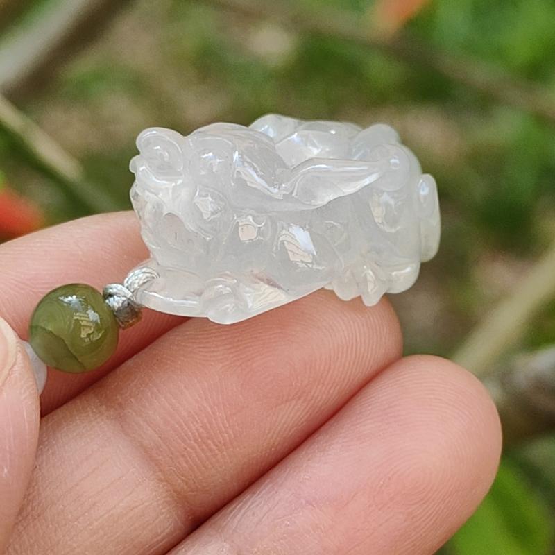 Special Offer Icy Translucent crafted as Pixiu Natural Type A Jadeite Pendant Necklace with certificate weigh 9.39 grams, 30 * 16.3 * 13.4 mm, symbols of Bring in money, keep you safe and healthy, suitable for daily wear or collection (pendant45) 3