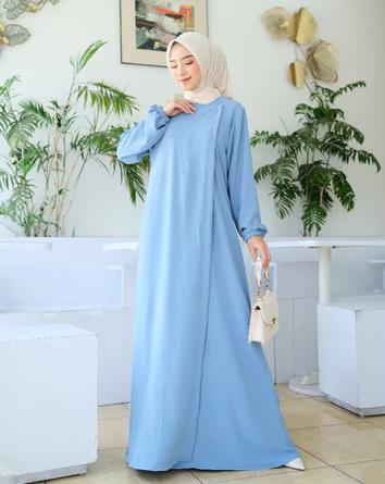 Product Introduction of Gamis Lebaran Mariyam Dress Maxi Wanita Muslim Dewasa abaya gamis  polos  crinkle 6