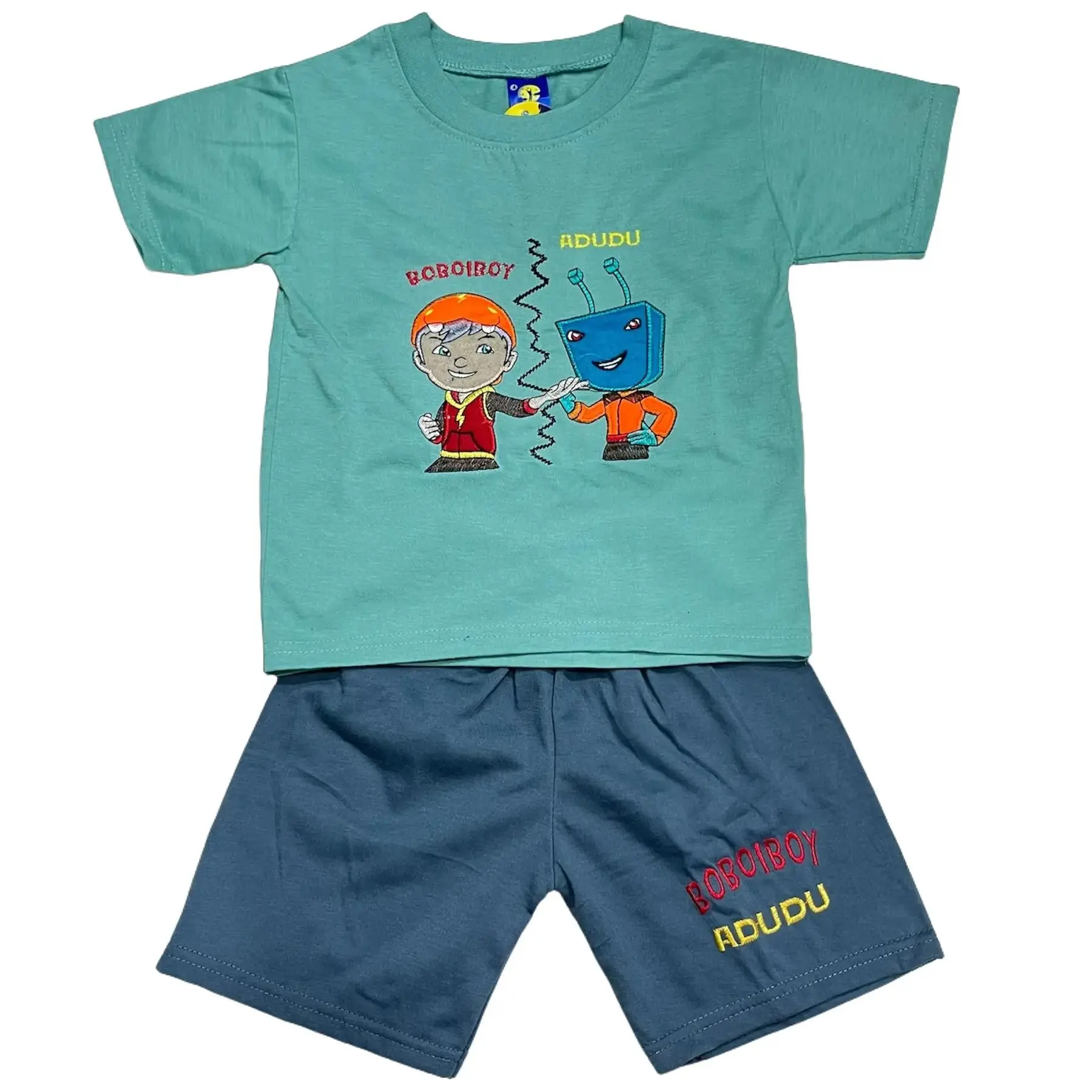 1 SET | Setelan anak laki-laki Lengan Pendek Celana Pendek Bordir Motif Random - PDK