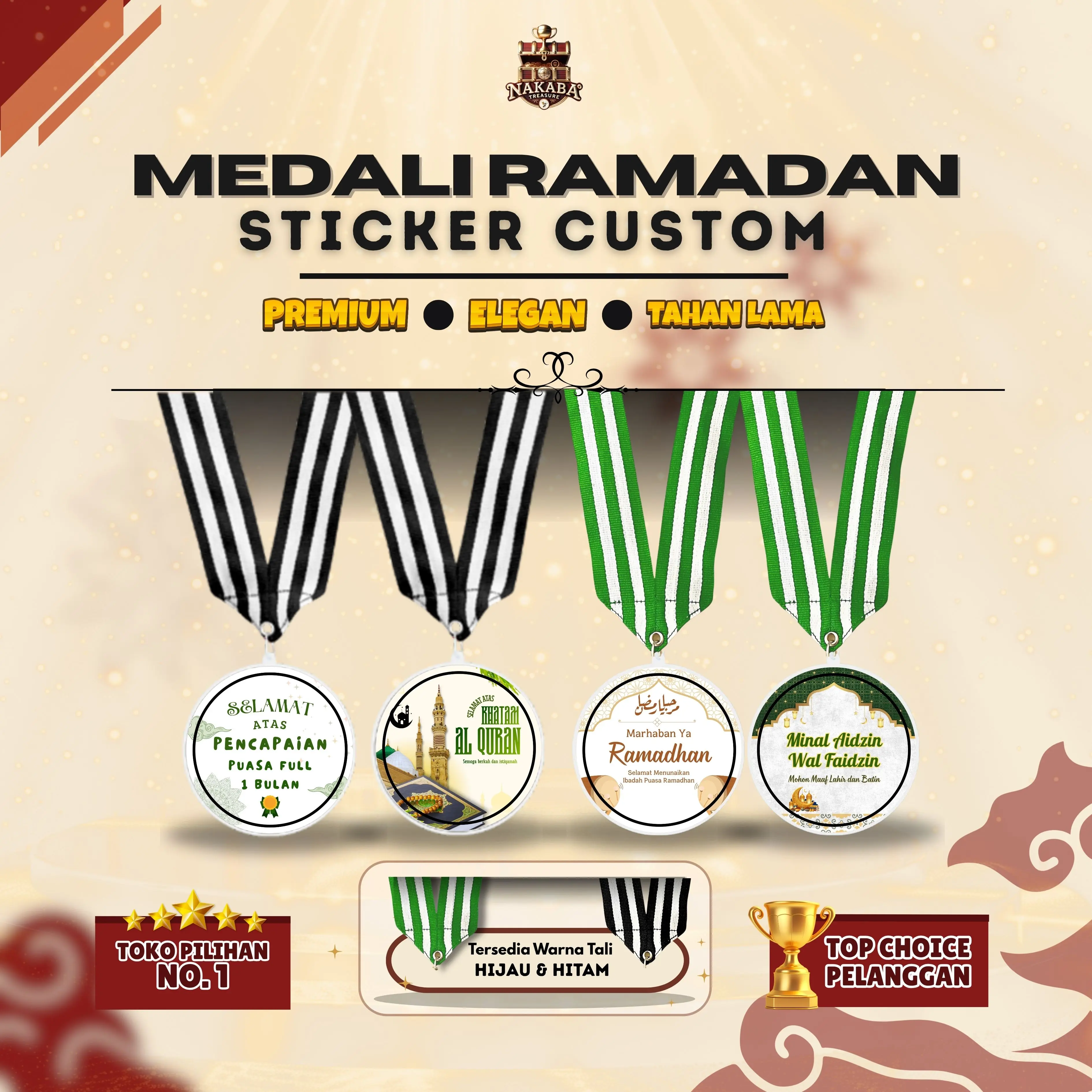 Medali Akrilik Ramadan Stiker Custom l Penghargaan l Hari Raya l Kejuaraan l Souvenir