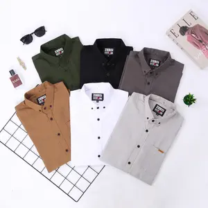 Zerosix.Id Kemeja Polos Katun Sigaret Premium Lengan Pendek Banyak Variasi Warna Kain Nyaman Adem lembut Tebal Pria Casual Formal Keren Baju Distro Cowok Dewasa bisa cod Hem Hitam keren distro premium - Kerah, Panjang